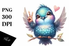 Funny Hummingbird Love Watercolor Clipart Product Image 1