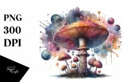 Detailed Mystical Celestial Mushroom PNG Product Image 1