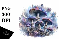 Detailed Mystical Celestial Mushroom PNG Product Image 3
