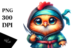 Vibrant Baby Rooster, Wearing Ninja Outfit PNG Product Image 1