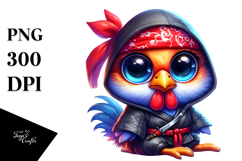 Vibrant Baby Rooster, Wearing Ninja Outfit PNG Product Image 1