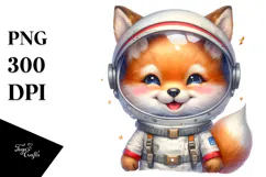 baby Fox in Astronaut Helmet PNG Product Image 1