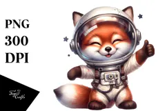 baby Fox in Astronaut Helmet PNG Product Image 1