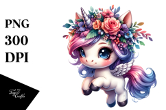 Cute Baby Unicorn Jumping with Cool Haircut PNG Product Image 1