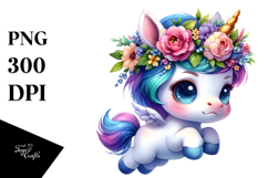 Cute Baby Unicorn Jumping with Cool Haircut PNG Product Image 1