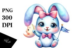 Baby Bunny with Tiny Bowtie, Vibrant PNG Product Image 1