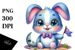 Baby Bunny with Tiny Bowtie, Vibrant PNG Product Image 1