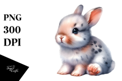 Digital Watercolor Baby Bunny PNG Product Image 1