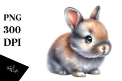 Digital Watercolor Baby Bunny PNG Product Image 1