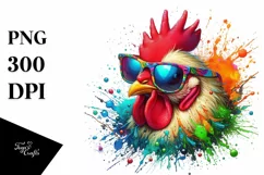 Colorful Chicken Summer Sunglasses Clipart Product Image 1