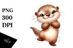 Funny Cute Otter Dancing Clipart Product Image 1