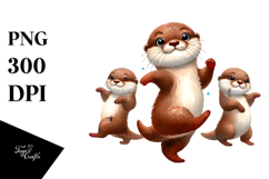 Funny Cute Otter Dancing Clipart Product Image 1