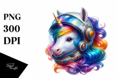 Baby Unicorn with Space Helmet PNG Product Image 1