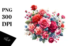 Colorful Red Roses Glossy Petals PNG Product Image 1