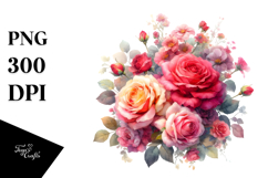 Colorful Red Roses Glossy Petals PNG Product Image 1
