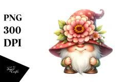 Cute Gnome with Zinnia PNG Product Image 1