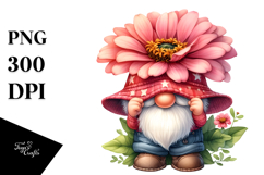 Cute Gnome with Zinnia PNG Product Image 1