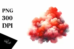 Colorful Redish Watercolor Cloud | Sublimation Clipart Product Image 3