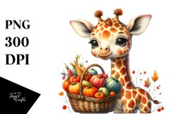Quirky Baby Giraffe with Autumn Vegetables | Clipart Product Image 3