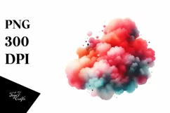 Colorful Redish Watercolor Cloud | Sublimation Clipart Product Image 1