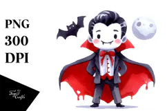 Funny Halloween Clipart with Vampire PNG Product Image 1
