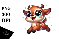 Silly Cartoon Deer Jumping, Transparent PNG Product Image 1