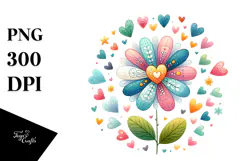 Colorful Watercolor Digital Painting with Simple Boho Flower Product Image 1