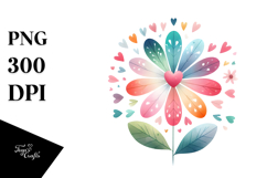 Colorful Watercolor Digital Painting with Simple Boho Flower Product Image 1