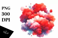 Colorful Redish Watercolor Cloud | Sublimation Clipart Product Image 3