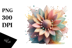 Abstract 3D Looking Pastel Plastic Sunflower, High-Res PNG Product Image 1