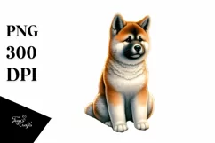 Akita in Sand with Surf and Slippers | Sublimation | Clipart Product Image 3