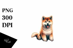 Akita in Sand with Surf and Slippers | Sublimation | Clipart Product Image 3