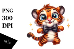 jumping Tiger with Silly Smirk PNG Product Image 1