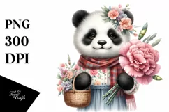 Watercolor Boho Cute Baby Panda|Clipart Product Image 1