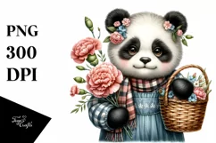 Watercolor Boho Cute Baby Panda|Clipart Product Image 1