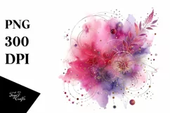 Colorful Magenta Watercolor Background Metalic Insertions | Product Image 1