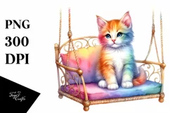 Colorful Kitten Swing Chair | Sublimation | Clipart Product Image 3