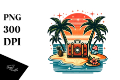 Retro Tropical Island Suitcase PNG Product Image 1