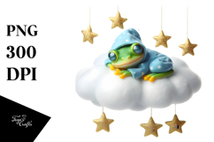 Vibrant Baby Frog Sleeping on the Cloud Product Image 1