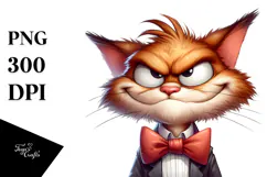 Cartoony Cat with Bow Tie PNG Product Image 1