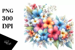 Washed Colorful Hawayan Flowers | Sublimation | Clipart Product Image 3