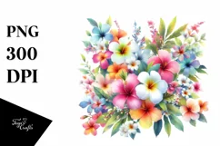 Washed Colorful Hawayan Flowers | Sublimation | Clipart Product Image 3