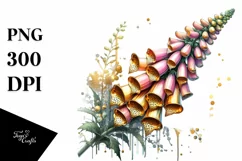 Shiny Foxglove Watercolor Sticker Clipart Product Image 1