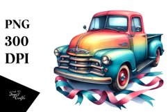 Vibrant Pickup Truck Clipart,Ribbons | Sublimation | Clipart Product Image 3