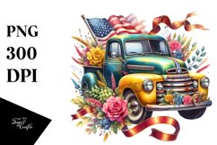 Vibrant Pickup Truck Clipart,Ribbons | Sublimation | Clipart Product Image 3
