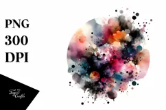 Colorful Black Watercolor Background Stains | Sublimation Product Image 1