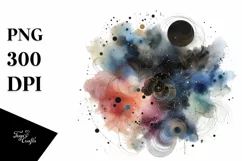 Colorful Black Watercolor Background Stains | Sublimation Product Image 1