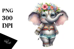 Whimsical Baby Elephant with Beachwear, PNG Product Image 1