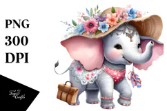 Whimsical Baby Elephant with Beachwear, PNG Product Image 1