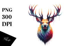 Colorful Watercolor Deer | Vampire Fangs | Big Eyes Product Image 1